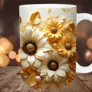 Sunflower Mug Wrap PNG: Floral Sublimation Design (Digital Download)