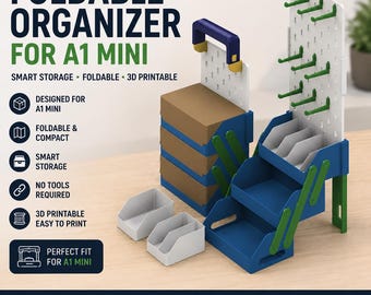 Foldable organizer for Bambu Lab A1 Mini | 3D print file | Modular organizer | SKÅDIS compatible | 3MF