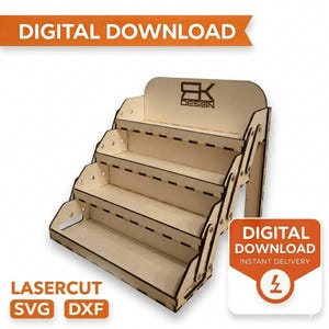 Schnell aufgebautes Display SVG DXF | Klappbares Marktregal | Handwerksmarkt Organizer | Produktständer | Laserdateien für xtool