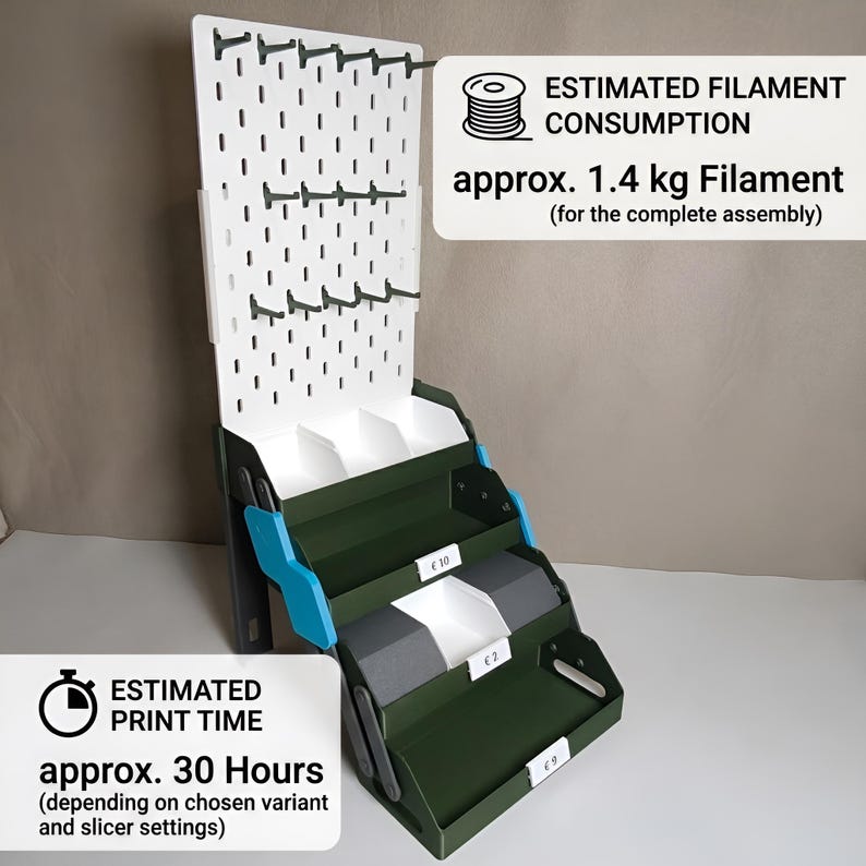 Foldable 3D printable keychain display – approx. 1.4 kg filament and 30 hours print time