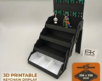 3DプリントキーホルダーディスプレイSTL 3MF｜ネジ不要の折りたたみ式マーケットシェルフ｜簡単組み立て