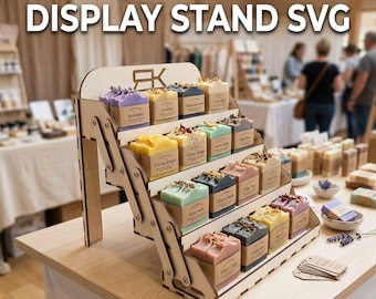 Laser Cut Display Stand SVG DXF, Foldable Market Display Shelf, Craft Fair Booth Display, Vendor Stand, Instant Download