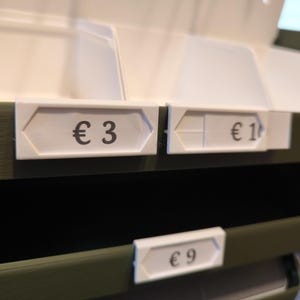 Printable price tag holders for market display shelves