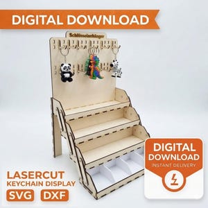 Expositor de chaveiros SVG DXF | Montagem em segundos | Prateleira dobrável cortada a laser | Prateleira dobrável para vendas em feiras e mercados