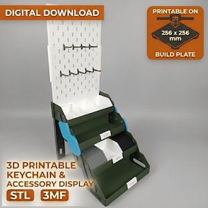 3D Printed Keyring Display STL 3MF | Foldable Market Shelf without Screws | Quick Assembly