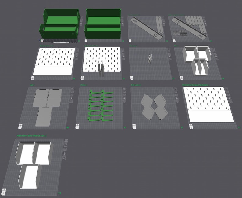 3MF print layout with all parts for the foldable keychain display