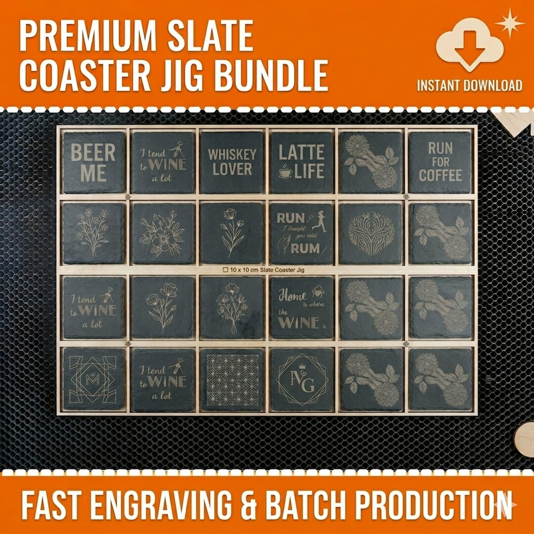 Coaster Jigs Vector Slate Coaster Jig SVG | Easy Alignment System | 2 Layers | Fast ...