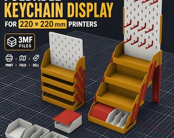Keyring Display 3D Print File | Foldable Sales Stand for Markets | 220 x 220 mm | 3MF Download