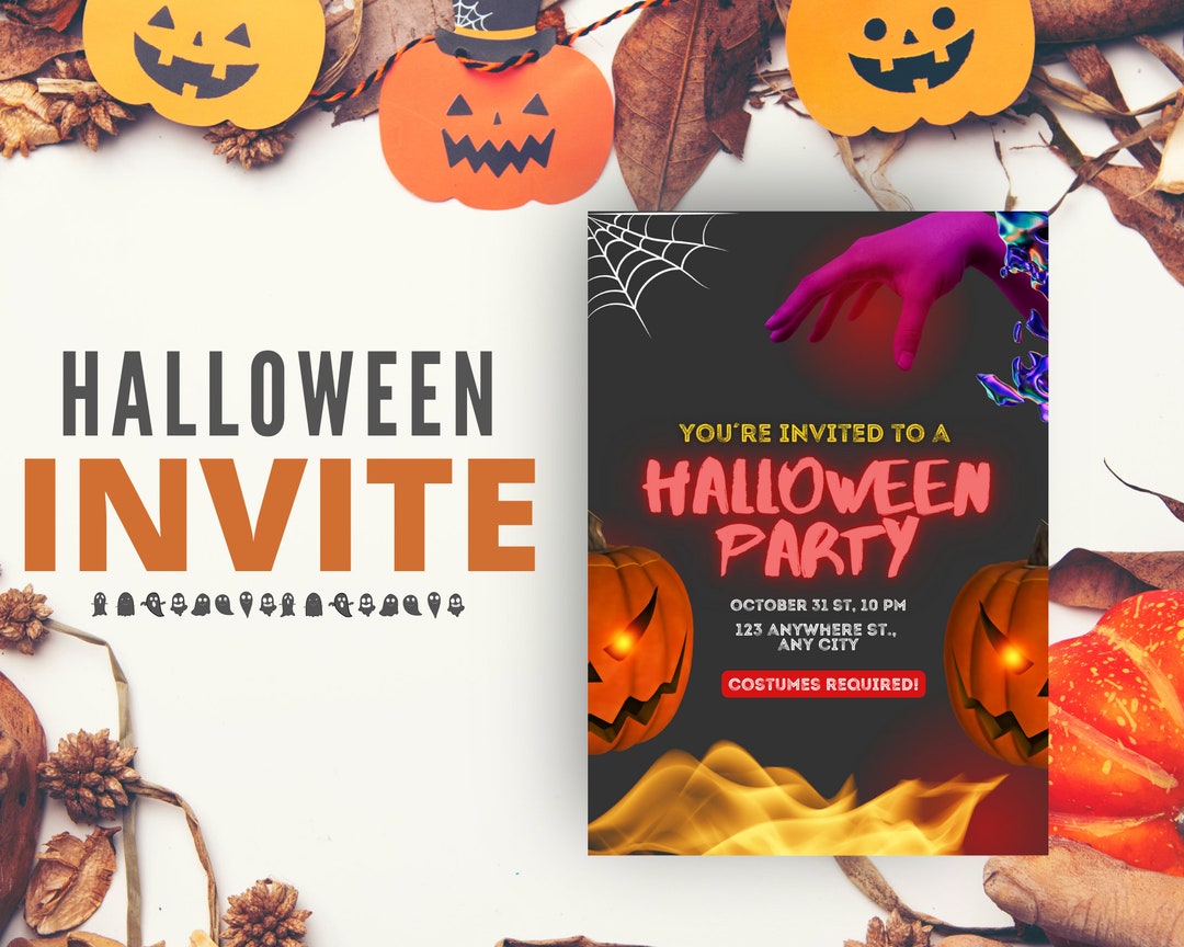 Editable Halloween Invitation Halloween Invite Halloween Etsy