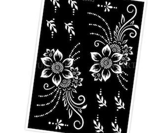 Plantillas de henna reutilizables con diseños florales