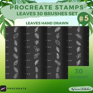 Procreate Botanische Stempel 30, Floral Procreate Stempel, Procreate Blumen Stempel, Procreate Blätter, Procreate Naturpinsel, Pflanzenpinsel