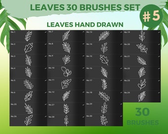 Procreate Botanische Stempel: 30 Pinsel mit Blättern (Digitaler Download)