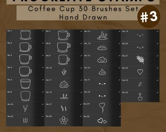 Procreate Coffee Cup Stamps: 30 Brush Set (Digital Download)