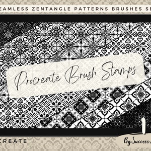 16 Procreate Brushes Pattern Seamless ZenTangle, Seamless Patterns, Pattern Stamps, Procreate Stamps, Digital Brushes, Digital Stamp, Doodle