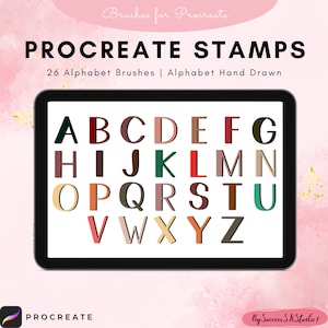 26 Procreate Alphabet Stamps, Procreate letter stamp procreate brushes, brushes, letter stamp, procreate tool, procreate,stamps,Brush Stamps