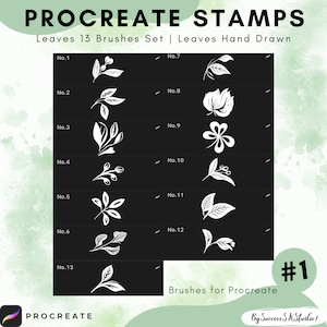 Procreate Blätterbürsten-Set, 13 mühelose Laubbürsten, Blatt Procreate Stempel, Blatt Procreate Bürsten, botanische Bürsten, Blätterstempel