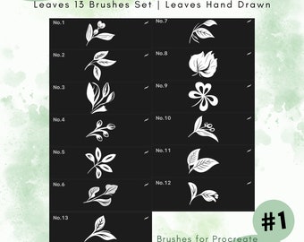 Procreate Blätter Pinsel Set, 13 Blatt Stempel (Digitaler Download)