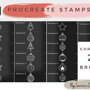 Procreate Christmas Stamps, Christmas ornaments, Christmas tree stamps, Procreate Brushes, Christmas brush stamp procreate