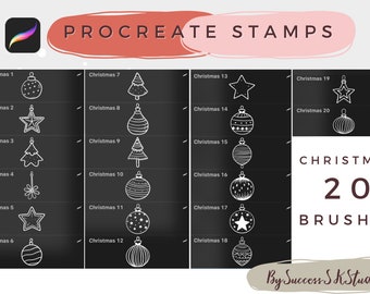 Procreate Christmas Ornament Stamps: 20 Brush Set (Digital Download)
