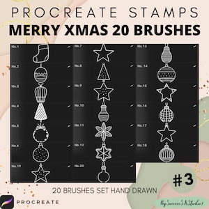 Procreate Christmas Stamps, Christmas ornaments, Christmas tree stamps, Procreate Brushes, Christmas brush stamp procreate, Christmas Doodle