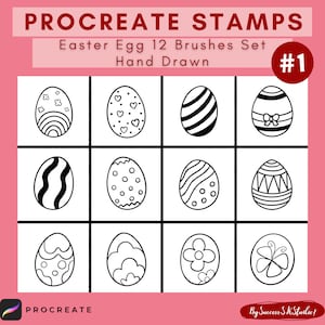 Easter Egg Procreate Brush Stamps: Hand-Drawn Designs (12 Brushes) (Digital Download)