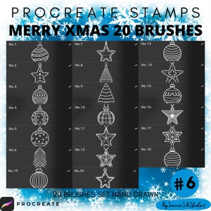 Procreate Christmas Stamps, Christmas ornaments, Christmas tree stamps, Procreate Brushes, Christmas brush stamp procreate, Christmas Doodle
