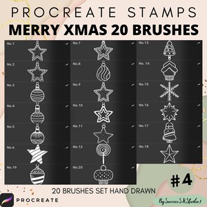 Procreate Christmas Stamps, Christmas ornaments, Christmas tree stamps, Procreate Brushes, Christmas brush stamp procreate, Christmas Doodle