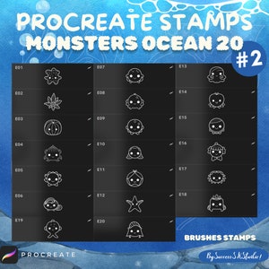 Procreate Underwater Brush Stamps, Sea Animal Brush Stamps, Procreate Sea Animal Brush Stamps, Sea Animal Procreate Stamps, Ocean Stamps