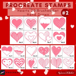 Heart Procreate Stamps | heart brushes | Procreate heart stamps | shapes procreate stamps | Valentine procreate brushes, hearts, heart stamp
