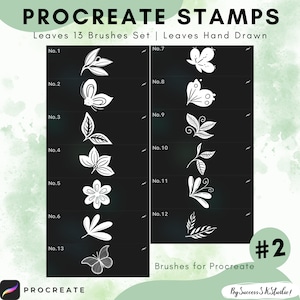 Procreate Blätterbürsten-Set, 13 mühelose Laubbürsten, Blatt Procreate Stempel, Blatt Procreate Bürsten, botanische Bürsten, Blätterstempel