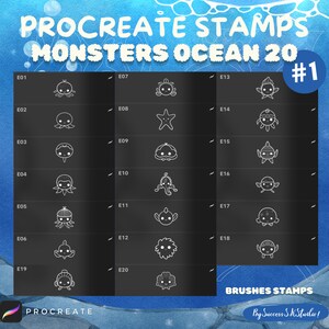 Procreate Underwater Brush Stamps, Sea Animal Brush Stamps, Procreate Sea Animal Brush Stamps, Sea Animal Procreate Stamps, Ocean Stamps