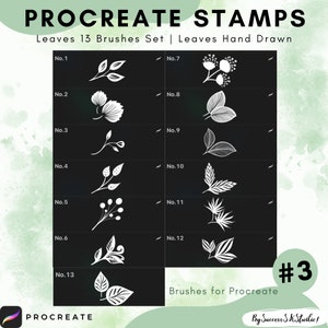 Procreate Blätterbürsten-Set, 13 mühelose Laubbürsten, Blatt Procreate Stempel, Blatt Procreate Bürsten, botanische Bürsten, Blätterstempel