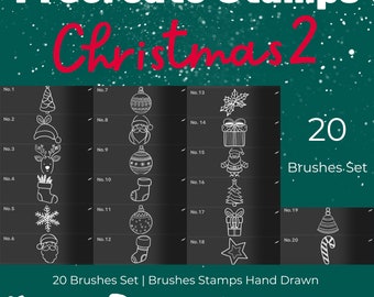 Sellos Procreate de adornos navideños: Juego de pinceles para dibujar (descarga digital)