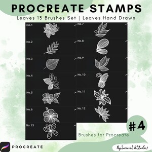 Procreate Blätterbürsten-Set, 13 mühelose Laubbürsten, Blatt Procreate Stempel, Blatt Procreate Bürsten, botanische Bürsten, Blätterstempel