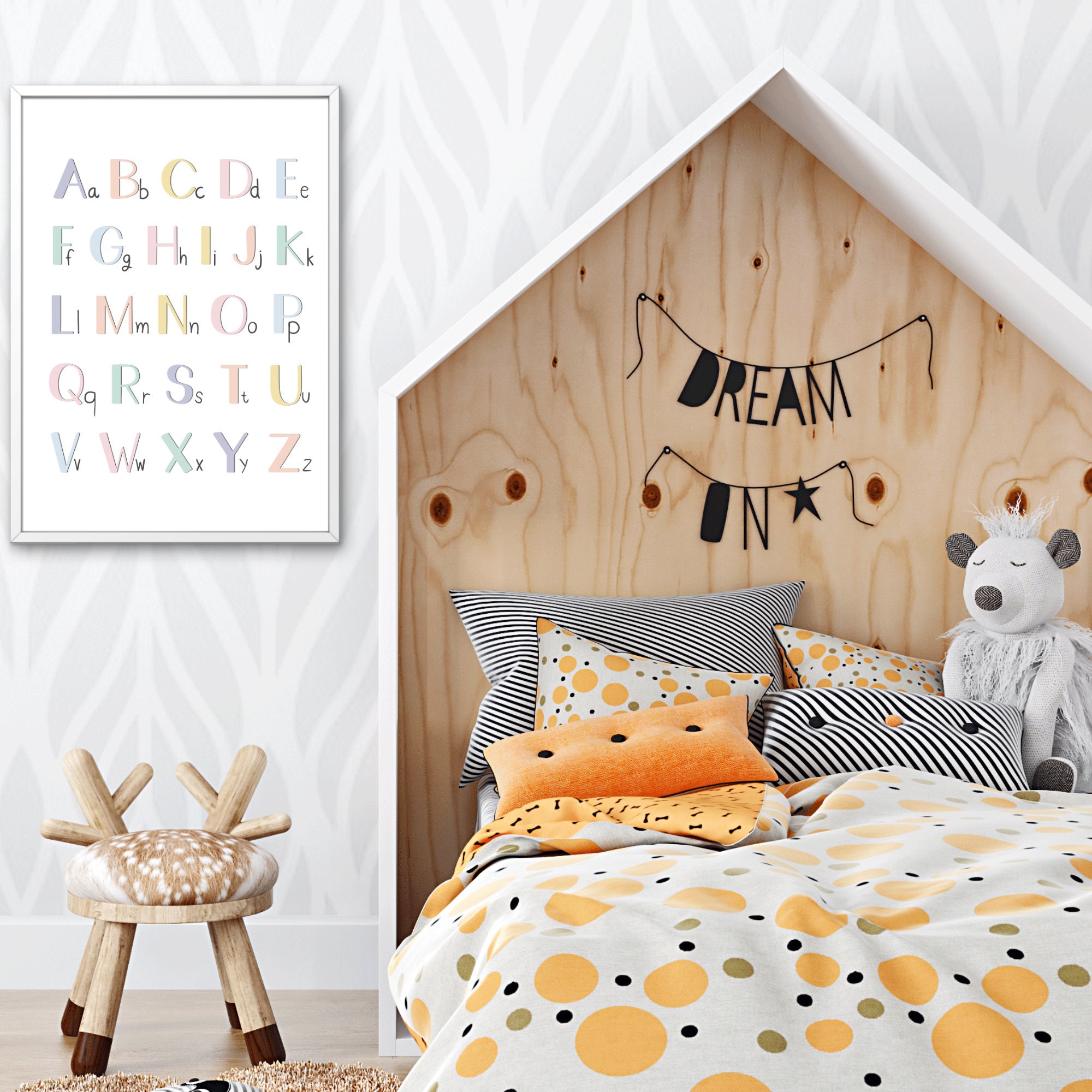 Rainbow Alphabet Poster, Handwriting Chart Print, Educational Wall Art ...
