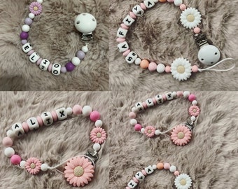 Personalized girl's pacifier clip flower model