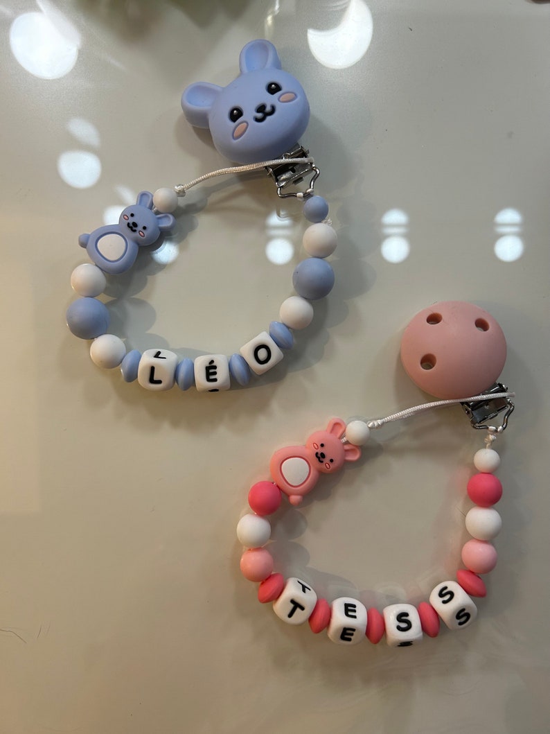 Personalized baby pacifier clip Rabbit image 1