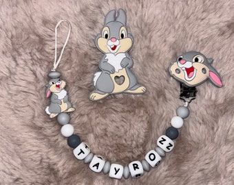 Personalisierter Disney-Panpan-Schnullerclip, Perle und Clip aus 100 % Silikon für Mädchen und Jungen