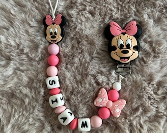 Attache tétine fille Minnie Disney personnalisée bébé