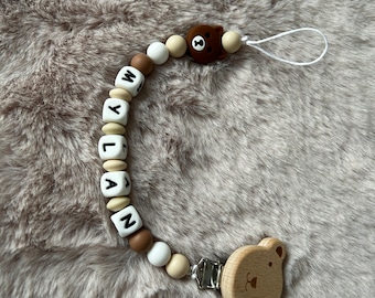 Personalized pacifier clip Ourson model