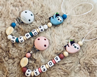 Personalized silicone girl boy pacifier clip, ideal for personalized birth gifts, birthdays, parties... Animal model