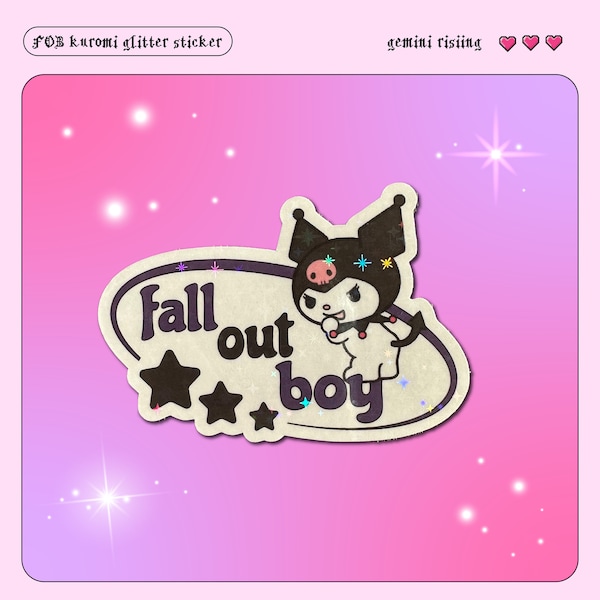 Fall Out Boy Kuromi Glitter Vinyl Sticker