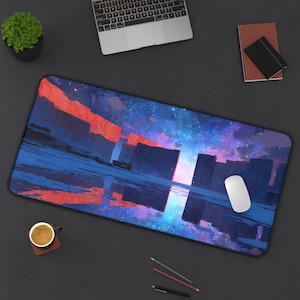 LoFi Desk Mat - PARADISE GATE - Studio Ghibli Office Decoration - Japan Office Decor - Home Workspace - Anime Desk Mat - Aesthetic Office