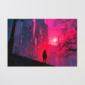 Póster LoFi - BLOODMOON - Impresión de póster - Pósteres mate - Decoración de pared - Arte mural - Impresión artística - Arte de póster - Decoración de habitación - Arte japonés - Arte LoFi