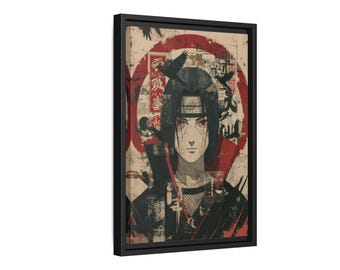 Anime Wall Art - BLACK FLAME JUTSU - Manga Home Decor - Japanese Vintage Framed Canvas