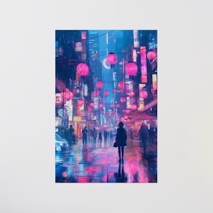 Póster LoFi - RAIJIN - Impresión de póster - Pósteres mate - Decoración de pared - Arte mural - Impresión artística - Arte de póster - Decoración de habitación - Arte japonés - Arte LoFi