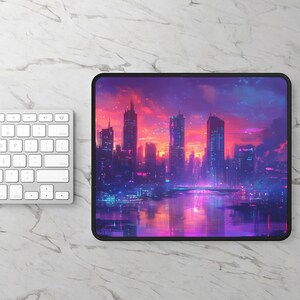 LoFi Mouse Pad - NEON FUTURE - Office Aesthetic Decoration - Gaming Mouse Pad - LoFi Office Decor - Workspace - Desk Mat - Home Office Decor