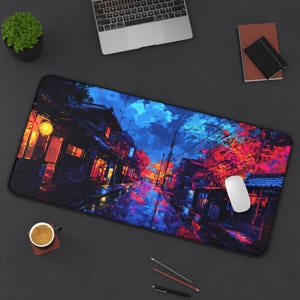LoFi Desk Mat - KOMATSUSHIMA - Studio Ghibli Office Decoration - Japan Office Decor - Home Workspace - Anime Desk Mat - Aesthetic Office