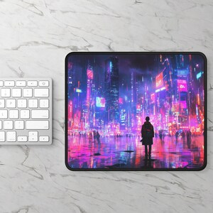 LoFi Mouse Pad - NEON HAZE - Office Aesthetic Decoration - Gaming Mouse Pad - LoFi Office Decor - Workspace - Desk Mat - Home Office Decor