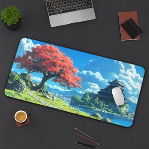 LoFi Desk Mat - MINAMO SHIRO - Studio Ghibli Office Decoration - Japan Office Decor - Home Workspace - Anime Desk Mat - Aesthetic Office
